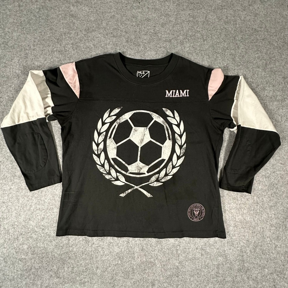 MLS Inter Miami CF Long Sleeve Shirt Large Black Pink Mens Soccer Jersey
